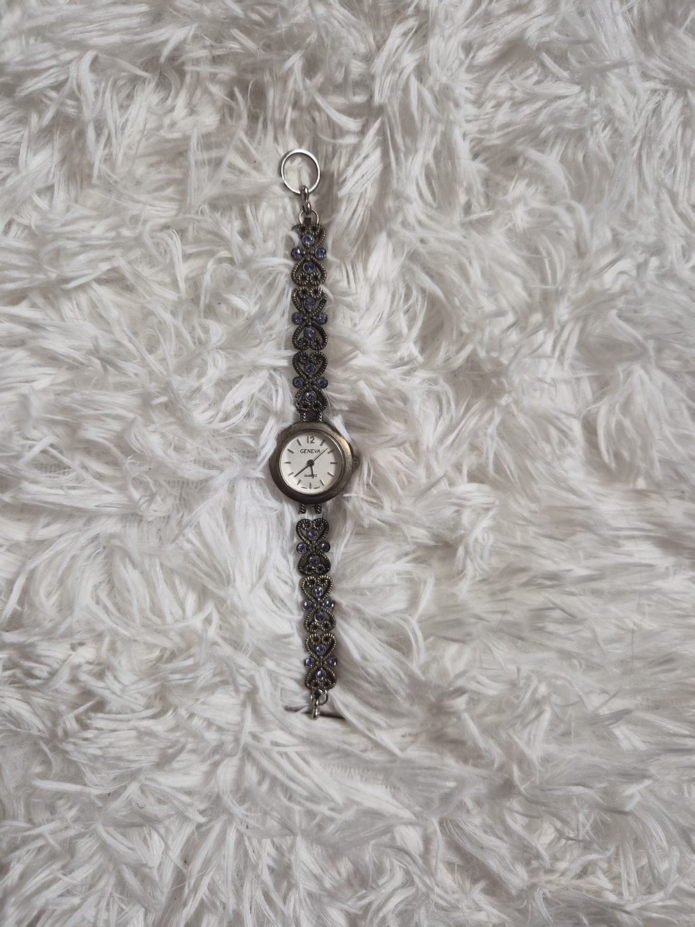 Vintage Y2K Watch Geneva Metal Bead Band Purple Rhinestones Fairycore Fairy ✨️💫